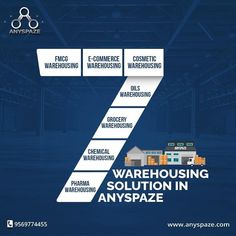 an advertisement for the company called warehouseing solution in any space, with different types and colors