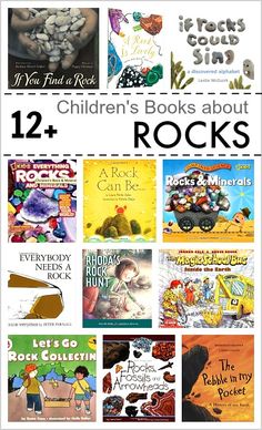 twelve children's books about rocks are featured in this book cover art workbook