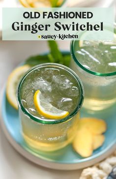 a few glasses of ginger switchel topped with lemon slices Switchel Recipe, Green Tea Recipes, Health Tonic, Apple Cider Vinegar Drink, Tea Health Benefits, Electrolyte Drink, Fermented Drink, Ginger Juice, Home Health Remedies