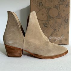 New With Box Great Condition With Some Very Minor Discoloring/Distressed And One Small Faint Dot Shown In Photo. Overall These Booties Are Beautiful! Never Worn, New With Original Box Ships Fast With Care Casual Taupe Leather Boots, Free People Shoes, Tan Color, Ankle Booties, Suede Leather, Camel, Bootie Boots, Free People, Halloween Party