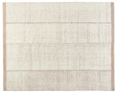 a white rug with brown stripes on it