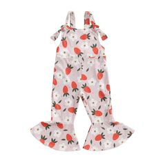 Looking for a cute and chic jumpsuit for your baby girl? Look no further than the STRAWBERRY FIELDS Jumpsuit! With options of beautiful floral or fruit prints, your little one will look stylish and adorable. Perfect for summer and any occasion. Summer Cotton Onesie With Floral Print, Cute Floral Print Onesie For Summer, Cute Printed Bubble Romper For Spring, Playful Cotton Onesie With Floral Print, Playful Floral Print Bubble Romper For Spring, Spring Playful Floral Print Bubble Romper, Playful Printed Sleeveless Jumpsuits And Rompers, Cute Bib Front Overalls For Summer, Fitted Floral Print Onesie For Summer