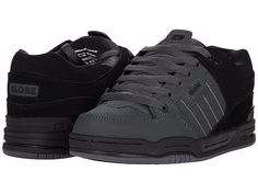 Globe Fusion - Men's Skate Shoes : Dark Shadow/Black Split : Black/Night is an exclusive colorway! Skate shoes with leather and synthetic uppers. Triple stitched, triple-layered toe cap. TPR ollie reinforcement. Hidden lacing option. TPR heel stabilizer. Complete inner sock construction combining a unique combination of breathable mesh, Lycra and Micro P materials. Tongue pull for easy access. Super-soft, full-length internal die-cut kinetic EVA cushioning system. Supportive CM rubber cupsole wi Sports Sneakers With Reinforced Toe, Sporty Sneakers With Reinforced Round Toe, Sporty Lace-up Sneakers With Reinforced Toe, Black Synthetic Sneakers With Reinforced Toe, Black Sneakers With Reinforced Toe, Sporty Sneakers With Reinforced Toe, Functional Black Sneakers With Reinforced Toe, Black Ergonomic Sneakers With Tpr Material, Sporty Sneakers With Reinforced Toe For Streetwear