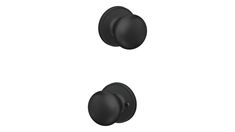 two black door knobs on a white background