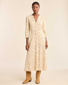 This long, button-front dress features a floral print inspired by vintage American calico prints from the late 1800s, in a linen/rayon blend that's perfect as the seasons change. With gently gathered sleeves, gathered waist, and a fuller skirt. Machine wash. 55% linen/45% rayon. Imported. | WOMEN'S FLORAL BUTTON-FRONT LANA DRESS Lana Dress, Seasons Change, Gathered Sleeves, Button Front Dress, Changing Seasons, Full Skirt, American Vintage, Dress Skirt, New Dress