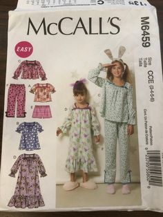 an image of children's pajamas and pants sewing pattern