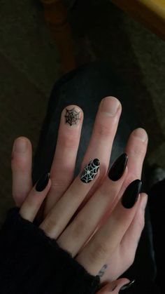 spiderweb nail design, spider web acrylics, matching couple nails, couples nails designs, halloween nails, Nails Designs Halloween, Nail Ideas For Couples, Couples Nails, Matching Nails, Mens Nails, Matching Couple