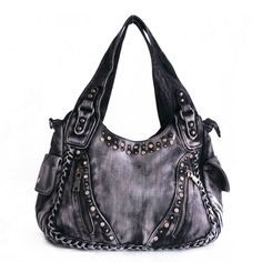 Punk Bag, Denim Handbags, Denim Purse, Messenger Purse, Studded Denim, Woven Handbags, I'm With The Band, New Rock, Classic Handbags