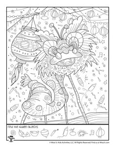 an adult coloring page for the chinese new year