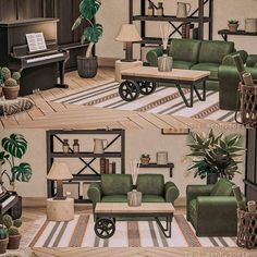 a living room filled with furniture and plants