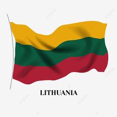 the flag of the country of lithuania waving in the wind, illustration, background png and psd