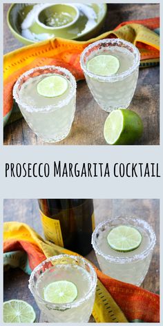 two shots in glasses with limes and a measuring tape on the side that says proseco margarita cocktail