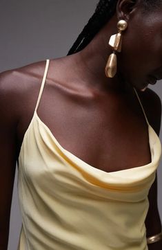 Topshop Cowl Neck Midi Slipdress | Nordstrom Cowl Neckline, Fabric Gift Bags, Shades Of Yellow, Romantic Style, Fabric Gifts, Free Fabric, Cowl Neck, Open Back, Topshop