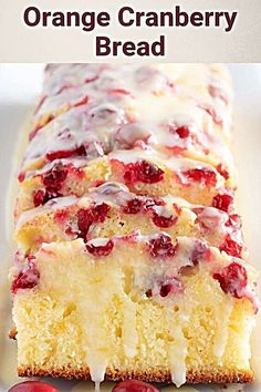 an orange cranberry bread on a white plate