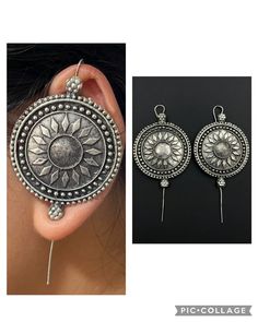 Trendy Oxidized Silver Plated Handmade Designed Pin Bugadi Indian German Silver Antique Beautiful Boho Style Pin Bugadi Earrings for Women These stylish Pin Bugadi from VASTRABHUSHAN will certainly leave you spellbound. These Earrings have an excellent finish and gives out an exquisite sense of style. If you are looking for an amazing Fashion Jewelry for special occasions such as Anniversary, Engagement, Party, Wedding or for gifting , then your search ends here. The look is stunning and preciou Bugadi Earring Design, Bugadi Earrings, American Diamond Necklaces, Diamond Jewelry Necklace, Amazing Fashion, Silver Pin, Jewelry Lookbook, Oxidised Jewellery, Stylish Earring