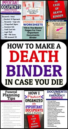 Life organization binder checklist to make an important documents death binder in case you die Important Documents Binder, Life Organization Binder, Final Wishes, Family Emergency Binder, Estate Planning Checklist, When Someone Dies, Emergency Binder, Life Planning, Emergency Preparedness Kit