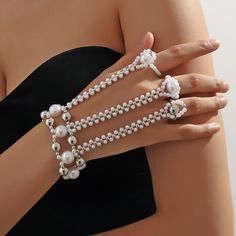 Material: Imitation pearl Fashion Element: Sphere Style: Niche Party Jewelry Beaded Alloy, Party Beaded Alloy Jewelry, Party Jewelry With Beaded Alloy, Pearl Bracelets With Pearl Charm For Parties, Adjustable Pearl Embellished Bracelet, Party Pearl White Bracelets With Pearl Charm, Elegant Beaded Bracelets With Pearl Charm For Party, Pearl Charm Bracelet For Party, Party Jewelry With Pearl Charm In Pearl White