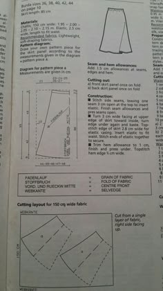 an open book with instructions on how to sew