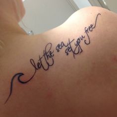 the back of a woman's shoulder with writing on it that says, let the story begin