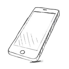 a drawing of a cell phone on a white background