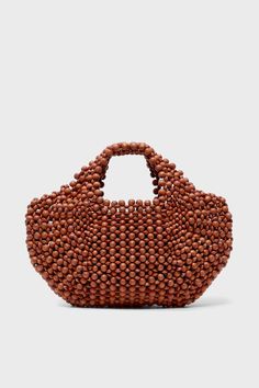 Tan Lagrima Medium Bag | Aranaz Medium Bag, Beaded Top, Beaded Material, Beaded Bags, Open Top, Medium Bags, Handle Bag, The Philippines, Handmade Accessories