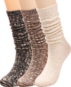 PRICES MAY VARY. The Mid Calf Socks Are Made From Soft And Comfortable Poly-Cotton Blends, Which Is Breathable And Comfortable. They Have Good Elasticity. 60%premium Fabric+7%wool+17% polyester+16%Spandex Machine & Hand Wash Warm socks: 60%premium Fabric+7%wool+17% polyester+16%Spandex,make our fuzzy socks ultra soft, cozy, warm and stretchable. Giving your feet maximum coziness and keeping you warm in cold days, fluffy socks protect your toe, ankle and sole, Keep enough body temperature to make Cheap Women's Winter Socks, Knit Wool Socks, Womens Socks, Slouch Socks, Fluffy Socks, Socks Gift, Girl Friends, Warm Boots, Socks For Women