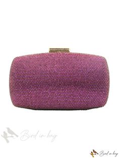 Bird in Bag - Womens Clutch Bag for Weddings and Cheongams, Handheld Design Pink Wedding Clutch With Rhinestones, Purple Evening Bag For Wedding, Purple Clutch Evening Bag For Formal Occasions, Purple Wedding Evening Bag, Formal Purple Clutch Evening Bag, Purple Rectangular Clutch For Formal Occasions, Rectangular Rhinestone Bags For Wedding Guests, Elegant Purple Rectangular Clutch, Elegant Purple Evening Bag For Formal Occasions