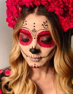 Les plus beaux maquillages Dia De Los Muertos - Elle Nem Halloween Makeup, Catrina Makeup, Maquillage Halloween Simple, Holloween Makeup