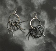 Sterling Silver Gatekeeper Earrings Edgy Art by TaylorsEclectic Handmade Black Contemporary Earrings, Contemporary Handmade Black Earrings, Edgy Art, Earrings Edgy, Whale Necklace, Earrings Inspiration, Jewelry Statement, Jewelry Unique, Creative Jewelry