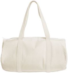 White Duffle Bag With Zipper For Daily Use, White Rectangular Weekender Bag With Zipper, White Rectangular Weekender Bag With Zipper Closure, White Cotton Shoulder Bag With Zipper Closure, White Cotton Bag With Zipper Closure, White Large Capacity Canvas Duffle Bag, Large Capacity White Canvas Duffle Bag, White Canvas Duffle Bag For Daily Use, Duffel Bag