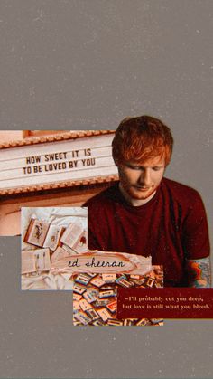 a man sitting in front of a sign that says don't sweat it is to be loved by you