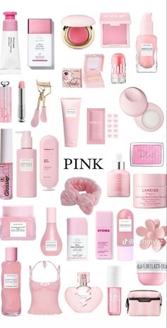 Pink Aesthetic Products, Pink Skin Care Products, Make Up And Skin Care Products, Skin Care Items Beauty Products, Cute Skin Care, Pink Makeup Products, Skin Care Stuff, Pink Beauty Products, Pink Skin Care