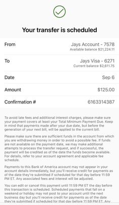 an email form with the text, your transfer is scheduled