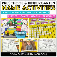 preschool and kinder name activities with pictures