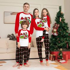 Celebrate the holiday season with a touch of whimsy in The Christmas Grinch Printed Family Matching Pajama Set. Adorned with playful Grinch prints, these coordinated pajamas bring festive cheer to your family gatherings. Create lasting memories, stay cozy, and let your family's holiday spirit shine with these fun and festive pajama sets. Specifications: Material: Polyester Collar: Round-Neck Length: Ankle-Length Pants Pattern Type: Print Sleeve Length: Full Item Type: Pajamas Baby Shark Christmas, Top Types, Family Matching Pajamas, Family Pajama Sets, Matching Pjs, Matching Christmas Pajamas, Christmas Pajama Set, Pajamas Comfy, Family Christmas Pajamas