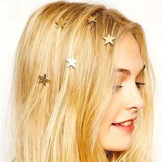 Very Y2k Hair Accessory - These Shiny Little Stars Will Add Just The Right Touch To Your Hairstyle! You Receive 6 Gold Stars - Easy Application With Coiled Backing - Stays In Hair - Easy Removal! Measures 3/4" In Diameter New Boutique Item Comment With Any Questions - Happy To Help! Happy To Bargain And Bundle - Thanks So Much Head Accessories Wedding, Hair Braiding Tool, Hair Acessories, Minako Aino, Wedding Headdress, Wild Hair, Star Hair, Women's Headwear, Spring Hairstyles