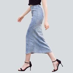 Be ready to make a statement this summer in our light blue. long fashion skirt from our 2023 Summer Collection! Crafted from high-quality. stretchy fabric with a bleached finish. this trumpet-trend skirt features a high-waist design for a timelessly chic look.Distinctive Features: Fashion-Forward: Boasting a trumpet-trend silhouette. this lengthy skirt is the perfect balance of sophistication and modernity. Bleached Finish: The whitened finish adds a unique twist to this timeless piece. making i Trendy Flare Skirt For Spring, Trendy Full Length Skirt For Spring, Trendy Full-length Summer Skirt, Trendy Full Length Summer Skirt, Trendy Summer Midi Length Bottoms, Trendy Summer Midi Bottoms, Summer Full Length Skirt With Frayed Hem, Summer Full-length Skirt With Frayed Hem, High Waist Light Blue Skirt