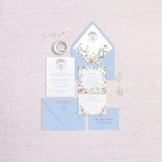 the wedding stationery is laid out and ready to be used