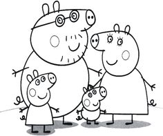 pepo and her family coloring pages for kids to print out, including the pig