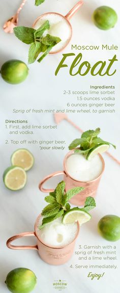 two moscow mules with lime and mint garnish