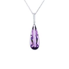 This stunning pendant features an elongated amethyst weighing 6.00 carats accented by 0.06 carats of round brilliant cut diamonds on the bail. Rock Guys, Diamond Drop Pendant, Christmas Elephant, Diamonds Direct, Pretty Rocks, Diamond Drops, Drop Pendant, Round Brilliant Cut Diamond, Brilliant Cut Diamond