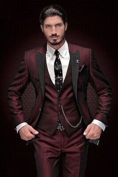 ad eBay - Men's Suit Burgundy Peak Lapel Formal Prom Dinner Groom Tuxedo Wedding Custom - Buy Now, click the link (eBay) Wedding Best Man, Terno Slim Fit, Formal Wedding Suit, Men Suits Wedding, Mens 3 Piece Suits, Prom For Guys, Prom Suits For Men, Suits Wedding, Man Blazer