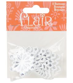 white snowflakes are packaged in a package