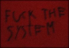 the word fluk the system written in black ink on a red background with an orange border