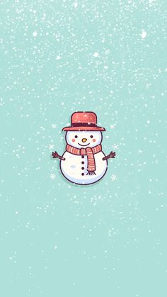 a snowman wearing a red hat and scarf