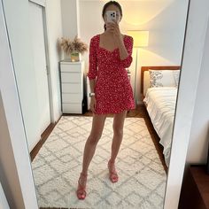 This Is A Listing Created For Posh Show. Zara Red Floral Mini Dress With 3/4 Sleeve. Size Small. 100% Viscosa. Chic Red Half Sleeve Dress, Chic Red Dress With 3/4 Sleeves, Red Fitted Dress With 3/4 Sleeves, Red 3/4 Sleeve Dress For Spring, Red 3/4 Sleeve Spring Dress, Red Half Sleeve Summer Dress, Zara Long Sleeve Red Mini Dress, Summer Mini Dress With 3/4 Sleeve For Date Night, Spring Mini Dress With 3/4 Sleeve For Date Night