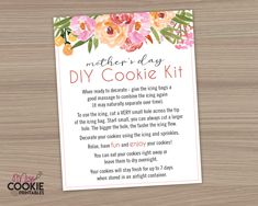 mother's day diy cookie kit with flowers on it and the instructions to make it