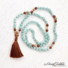 Mala Necklace, Mala Beads 108, Rudraksha Mala Beads, Mala Beads Necklace, Gemstone Mala, Amazonite M Holistic Round Beads Jewelry For Yoga, Holistic Jewelry With 8mm Beads For Yoga, Artisan Mala With Round Beads For Meditation, Artisan Hand Knotted Necklace For Meditation, Artisan Hand Knotted Necklaces For Meditation, Artisan Hand-knotted Beaded Necklaces For Meditation, Bohemian Mala With 8mm Beads For Meditation, Turquoise Beaded Necklace For Meditation With 8mm Beads, Bohemian Mala With 8mm Beads For Healing