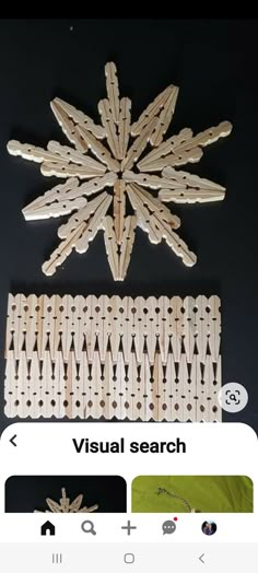 a wooden snowflake sitting on top of a table