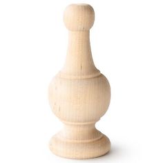 a wooden chess piece is shown on a white background with the top half turned down